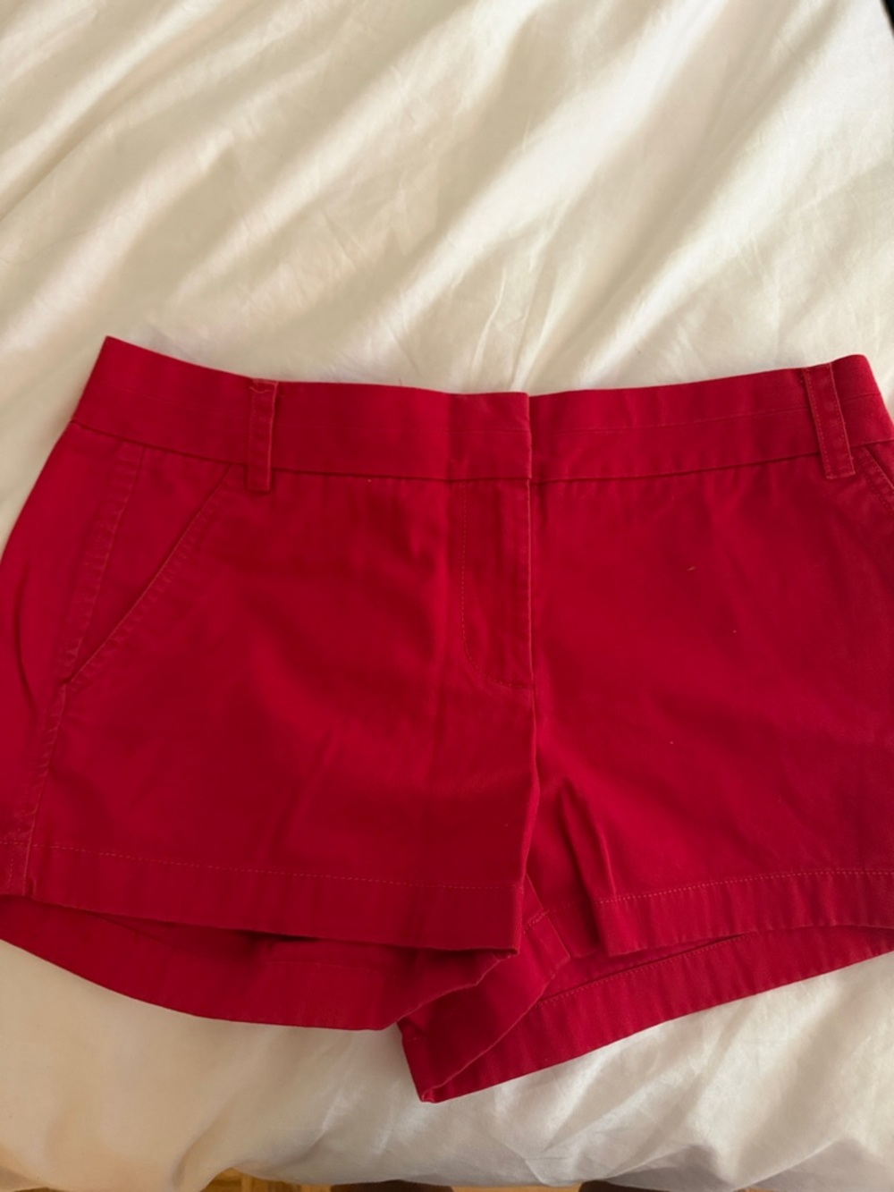 J. Crew Bright Red High-Waist Cotton Shorts